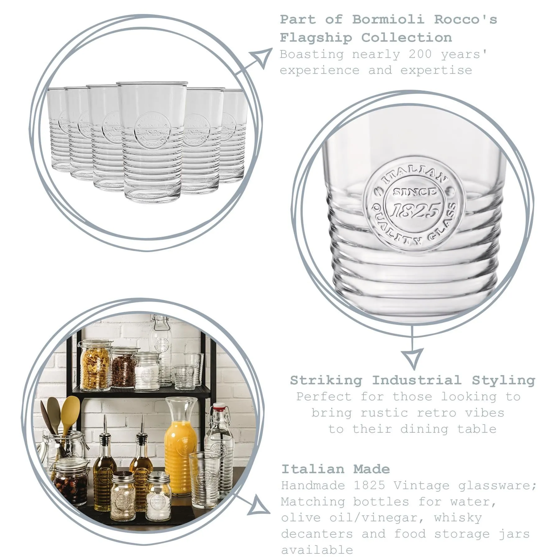 475ml Officina 1825 Highball Glasses - Pack of Six - By Bormioli Rocco