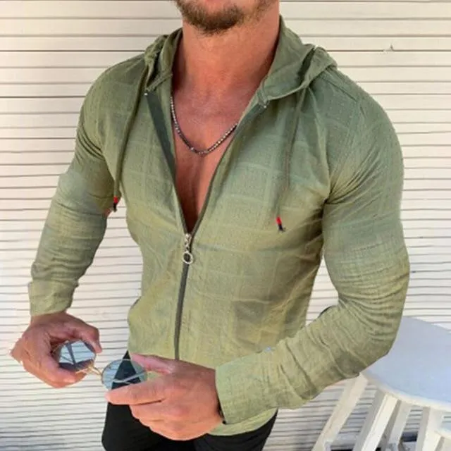 Angelo Ricci™ Fashion Plaid Hooded Zipper Shirt