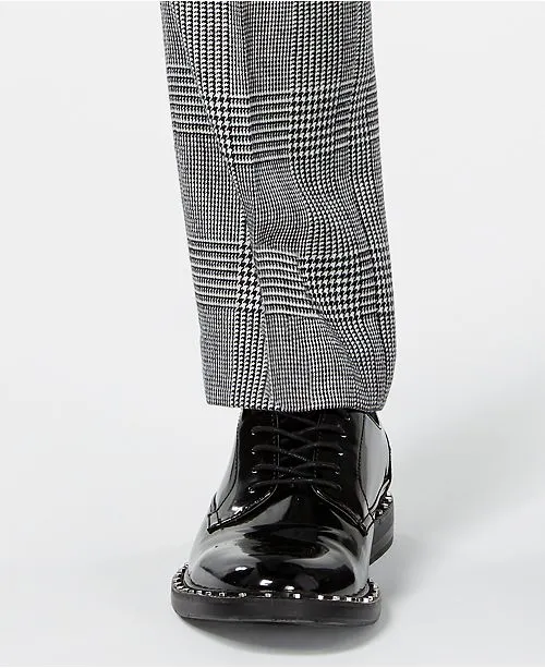 Bar III Men's Slim Fit  Plaid Suit Dress Pants Black White 34 x 34