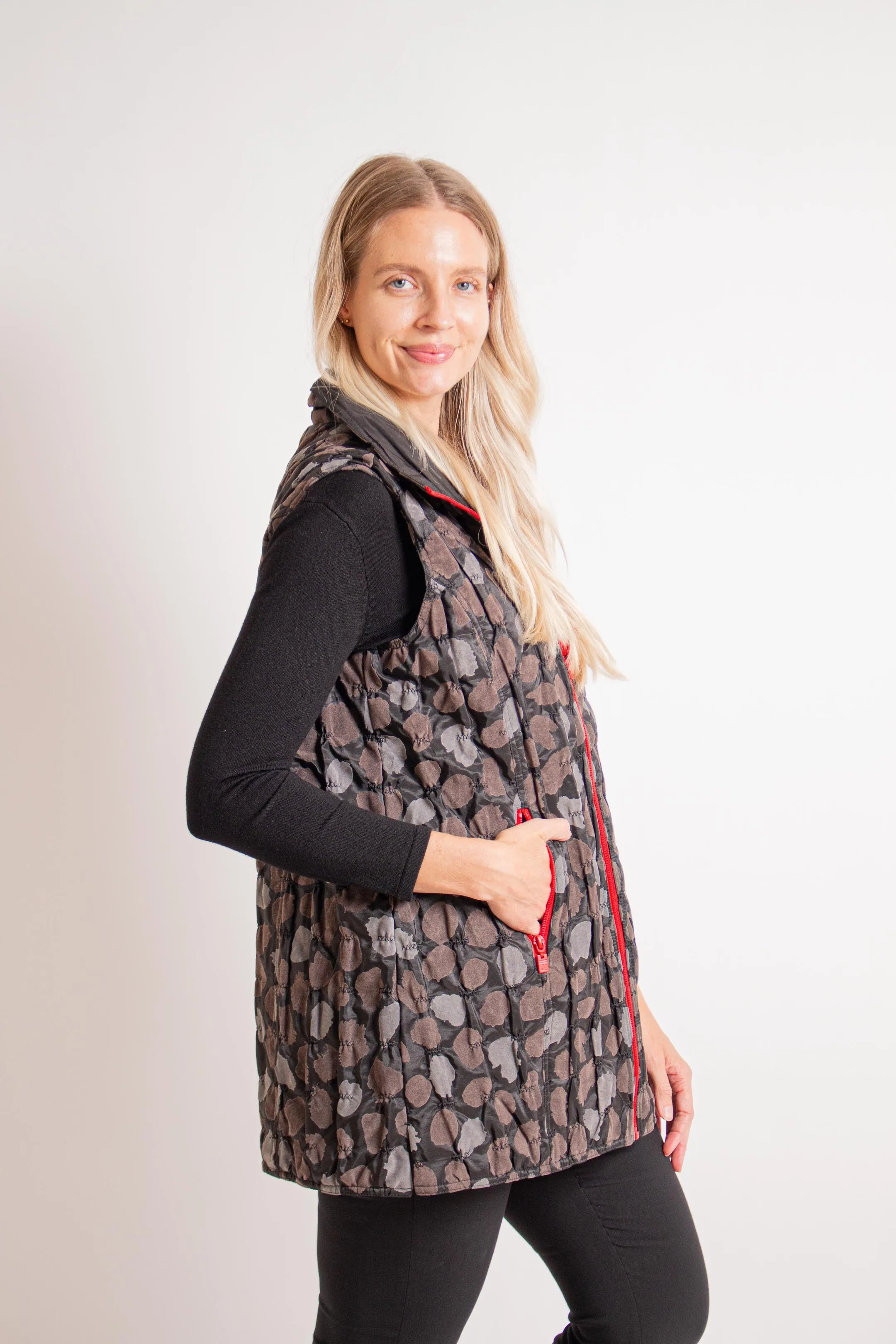 Gray Animal Print Reversible Vest