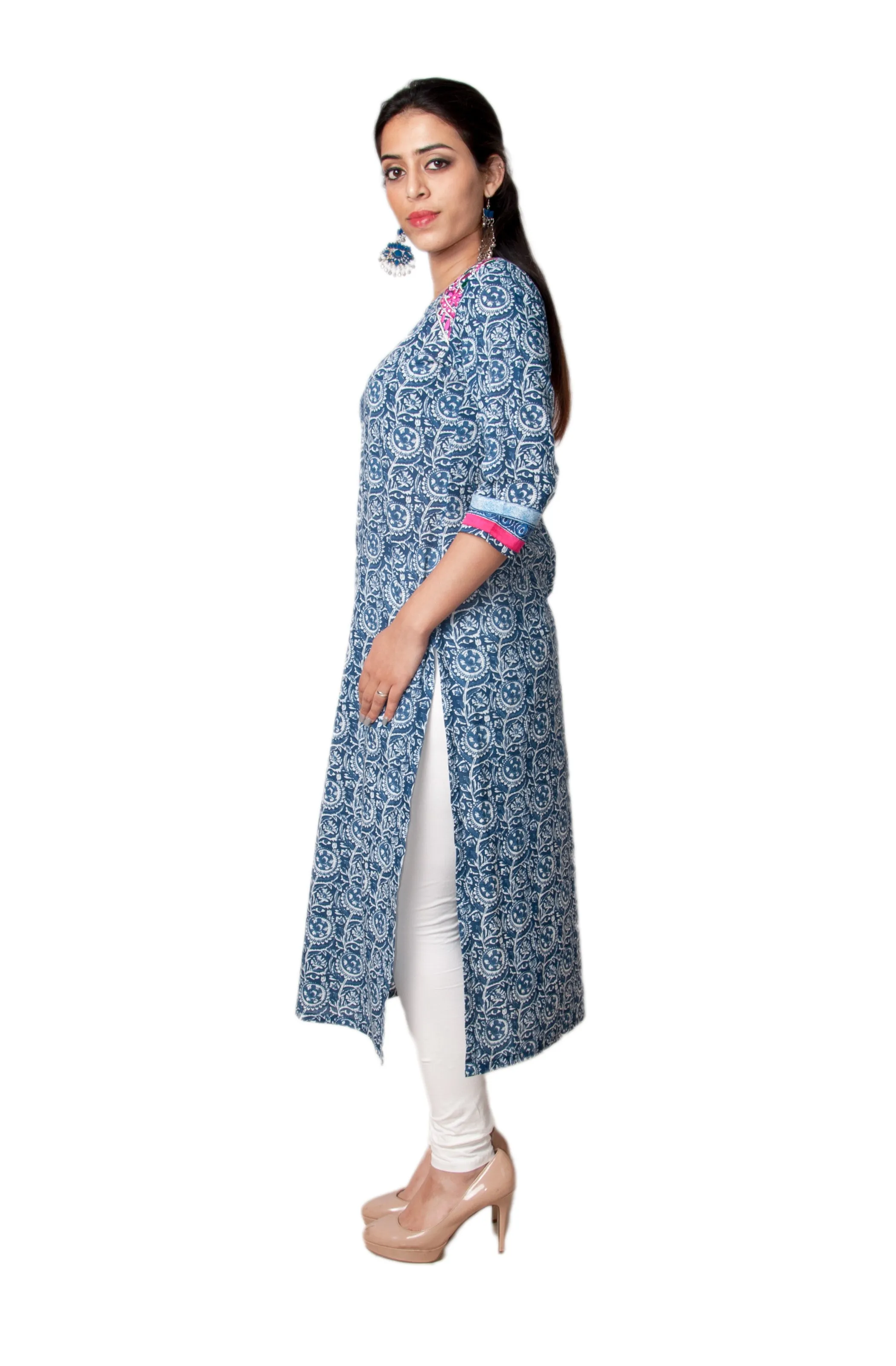 Indigo Print Indian Tunic For Ladies JPL1137