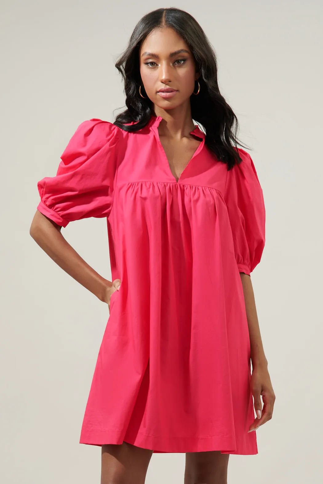 Julissa Split Neck Babydoll Dress