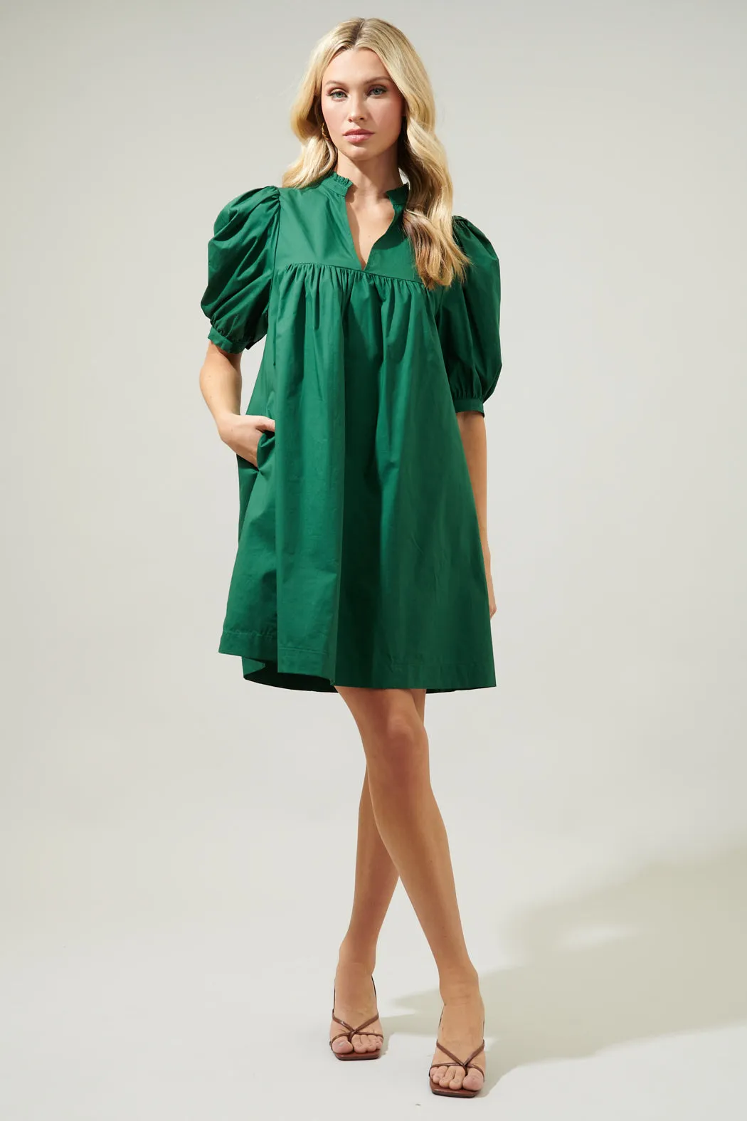 Julissa Split Neck Babydoll Dress