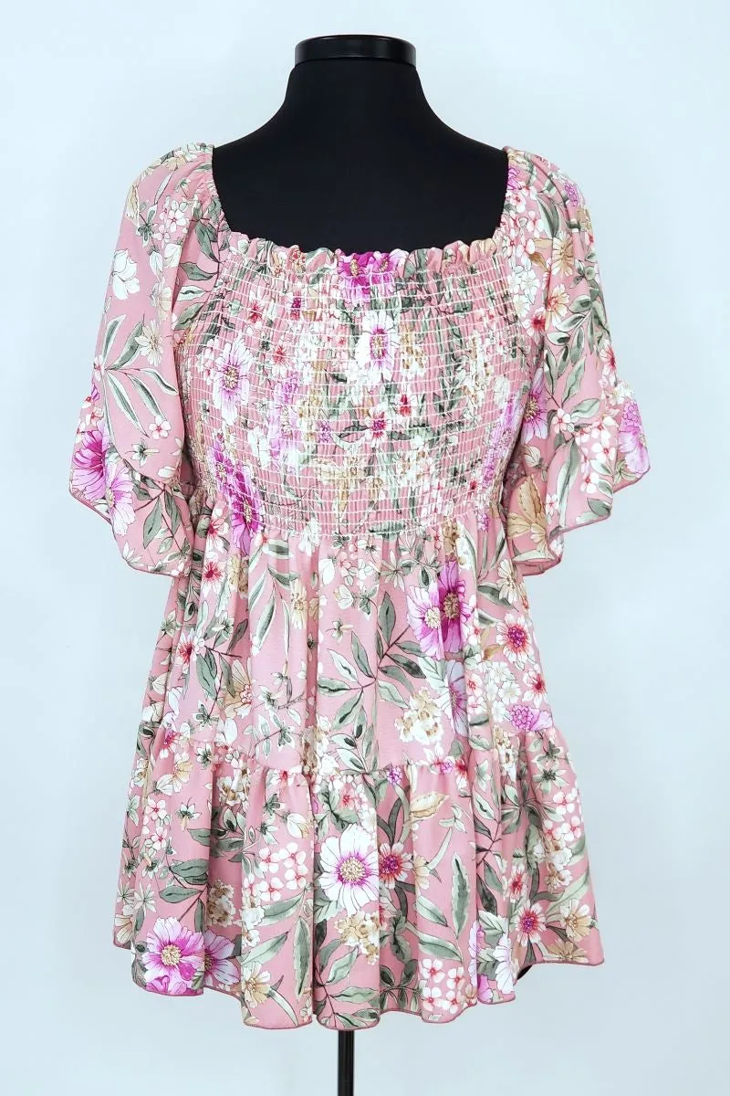LMT3131PLMV Mauve Blouse with Ruffle Sleeves