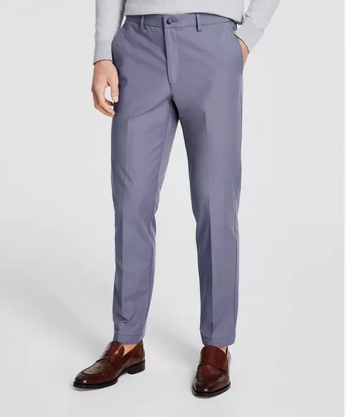 Michael Kors Men's Classic Fit Cotton Performance Dress Pants Ash Blue 40 x 30