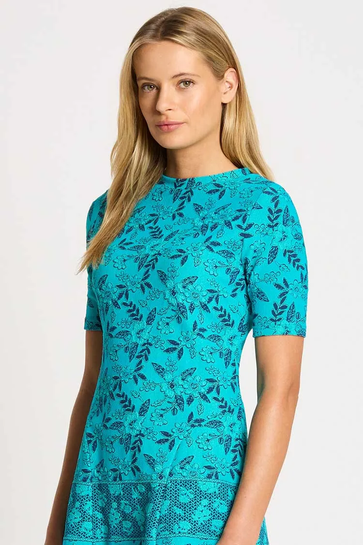 Oceane A-Line Mini Dress in Turquoise