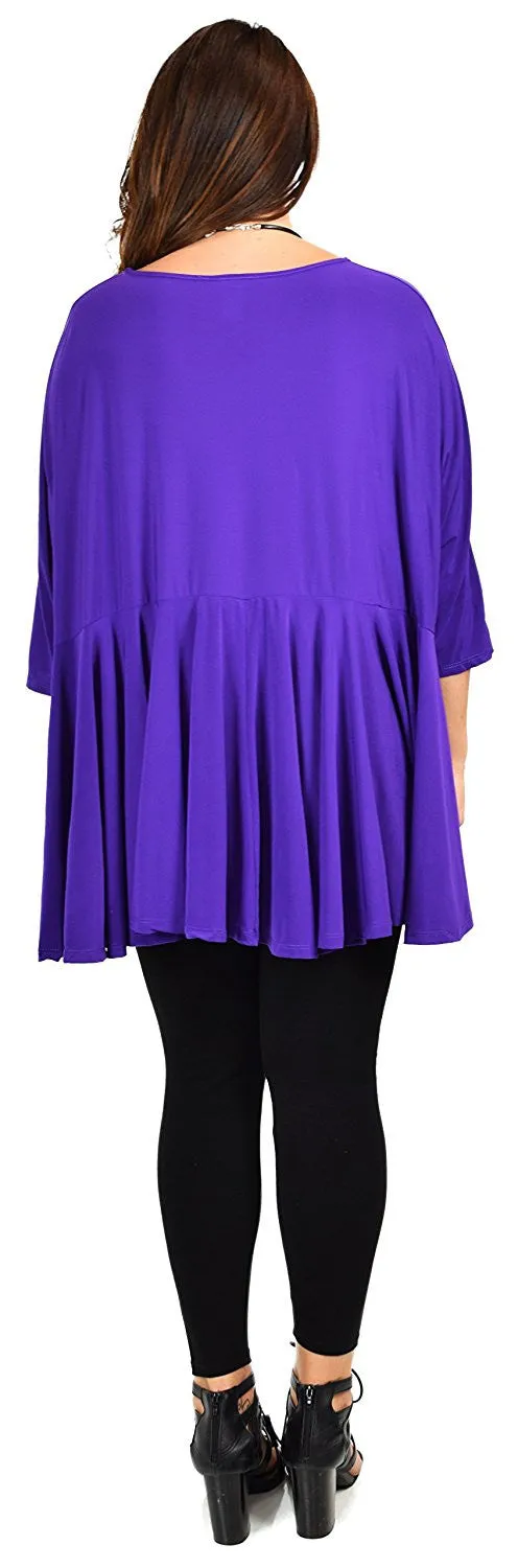 Oversize Plus Size Circle Bottom Flare Swing Tunic Dress Top