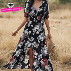 Spring Summer Long Floral Dress