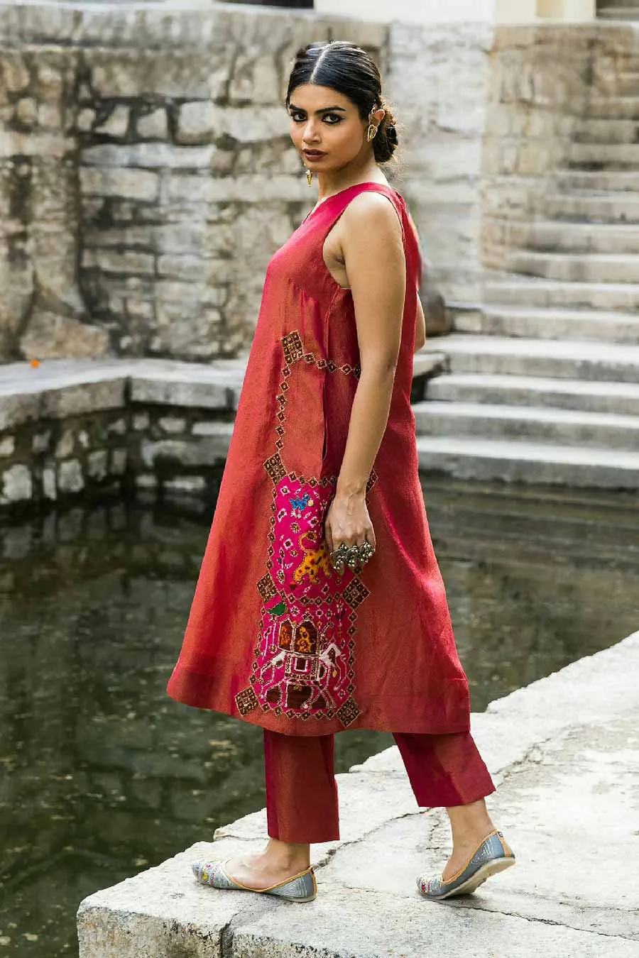 Sufi - Pink Embroidered Kurta & Pant Set