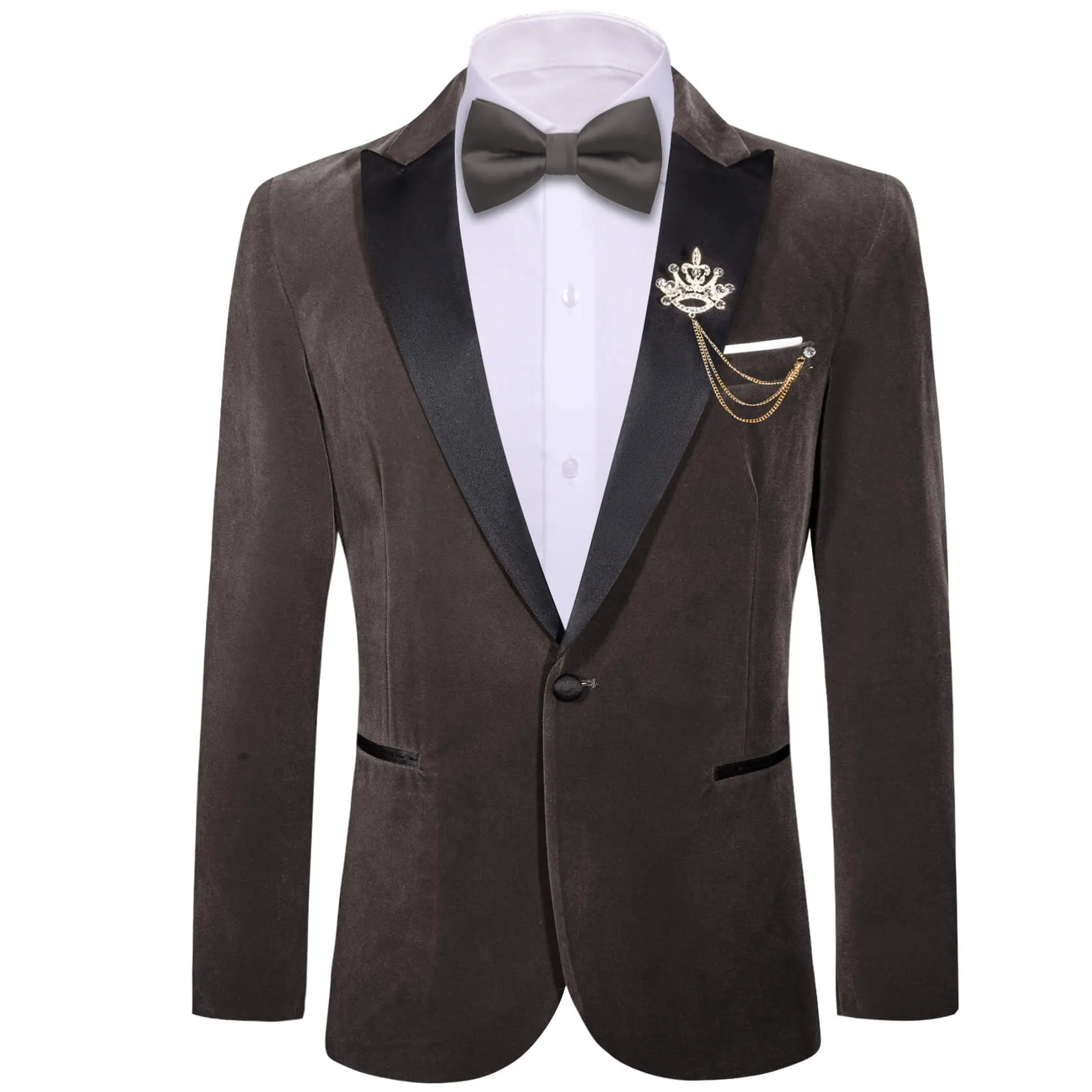 Ties2you Peak Collar Suit Ash Grey Solid Silk Men's Suit for Business