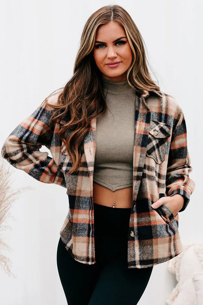 Trailside Talks Plaid Shacket (Brown Multi)