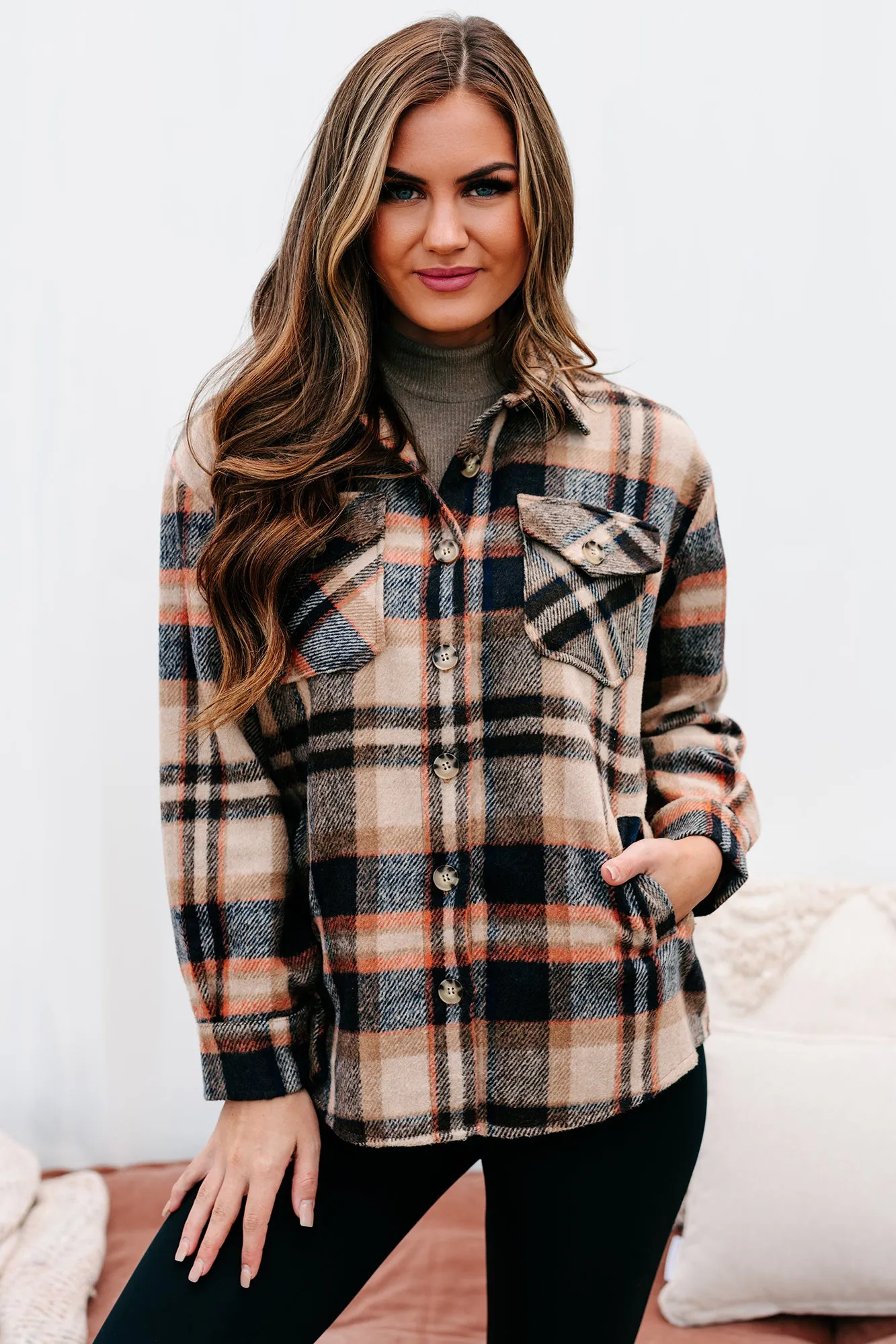 Trailside Talks Plaid Shacket (Brown Multi)